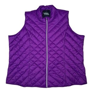 Ulla Popken Quilted Vest 28/30 Water Repellent Zip Insulated Purple